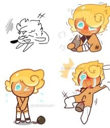 anal anal_sex blonde_hair blue_eyes cookie_run cookie_run_kingdom crying cum custard_cookie_iii gay gore