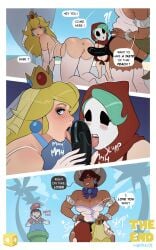 2023 3girls anus beach blonde_hair bowsette brunette bullet_bill comic comic_cover comic_page crown dildo dildo_with_face earrings female green_hair hornyx lingerie looking_at_viewer looking_down male mario mario_(series) nintendo no_panties princess_peach sex_toy shy_gal strap-on strap-on_with_face sun_hat super_mario_bros. swimsuit tagme threesome wedding_veil yuri