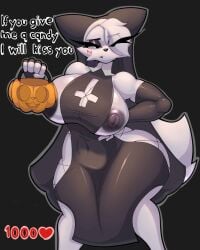 anthro elzorrogomita foxgumie furry girlkisser halloween mostly_nude nun_outfit pumpkin silly_cat_(mauzymice)