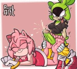 amy_rose anthro breasts cum cumshot female foot_fetish footjob furry furry_female furry_only futa_on_female futanari kneeling laying_down patatero69 patateroart sonic_(series) sonic_the_hedgehog_(series) surge_the_tenrec