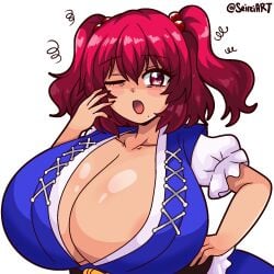 komachi_onozuka large_breasts red_hair seireiart tired touhou twintails