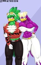 1boy 1futa accipitrid accipitriform anthro avian big_breasts big_bulge bird blush breasts bulge bulge_size_difference bulge_through_clothing bulge_under_clothes chest_tuft cleavage clothed clothing detailed_bulge dominant dominant_intersex duo embarrassed eyewear futa_is_bigger futa_with_male futanari genital_outline genitals goggles gynomorph gynomorph/male hand_on_shoulder hi_res hirundinid intersex intersex/male jacket jet_the_hawk leather leather_clothing leather_jacket leather_topwear male nipple_slip oscine passerine penis penis_outline penis_size_difference pizzaozzy_(artist) sega smug sonic_(series) sonic_riders sonic_the_hedgehog_(series) swallow_(bird) topwear tuft wave_the_swallow