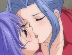 2d 2d_animation 2girls animated animated_gif blue_hair blue_hair_female female/female gif glasses kissing lesbian lesbian_kiss loop looping_animation nurse purple_hair purple_hair_female tokubetsu_byoutou yuri