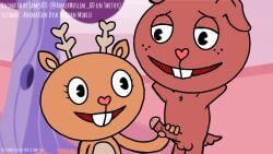 animated anthro canid canine canis deer domestic_dog duo fan_character female genitals handjob happy happy_sex happy_tree_friends hi_res humanoid_genitalia humanoid_penis jameshtf jippery_(fan_character) love male male/female mammal nude penile penis sex