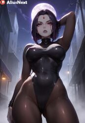 1girls ai_generated aliusnext ass big_ass big_breasts breasts dc dc_comics female girl glowing_eyes goth goth_girl gothic grey_body grey_skin hi_res high_quality high_resolution highres pantyhose patreon purple_eyes purple_hair raven_(dc) tagme teen_titans