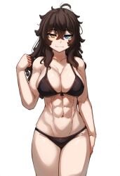 1girls ai_generated bikini bikini_bottom bikini_top hismajestyii novelai pale-skinned_female pale_skin seiko_tanaka_(hismajestyii) showing_off smile smug smug_face toned toned_female