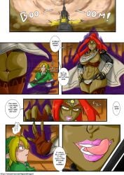 ass blue_eyes breasts clothes color colored defeat defeated defeated_hero defeated_male female game_over ganda ganondorf link male nayaase_beleguii red_hair the_legend_of_zelda yellow_eyes yellow_hair