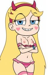 ai_generated breasts fake_horns heart meikerai3d pink_panties smile star_butterfly star_vs_the_forces_of_evil thighhighs