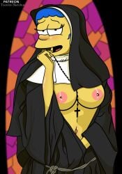 2d breasts breasts breasts_out church marge_simpson nun nun_outfit solo the_simpsons tits_out toonius_sketchus