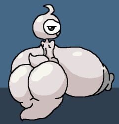 1girls armless breasts_bigger_than_head cute female female_only floating ghost ghost_girl giant_breasts gigantic_ass gigantic_breasts large_ass looking_at_viewer looking_back low_res lowres no_arms palafinthe24th pixel_art pixelated pokemon pokemon_(species) pokephilia presenting presenting_hindquarters puffy_areola simple_background smug white_body