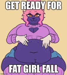 bbw big_breasts breasts cleavage dapper_little_arts female furry huge_breasts meme overweight thick_thighs wide_hips