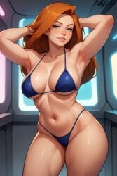 armpits arms_up big_breasts bikini breasts ditzyluna kim_possible kimberly_ann_possible naughty_face posing posing_for_the_viewer red_hair redhair seductive seductive_eyes seductive_look seductive_smile sexy sexy_pose smile teasing thighs