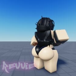 1boy 3d 3d_(artwork) ass_focus big_ass big_butt big_thighs femboy femboy_only gun huge_ass lex_(xr_revvie) roblox robloxian solo solo_focus thick_ass thick_thighs ump45 xr_revvie