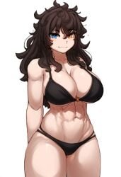 1girls ai_generated bikini bikini_bottom bikini_top hismajestyii large_breasts novelai pale-skinned_female pale_skin seiko_tanaka_(hismajestyii) showing_off smile smug smug_face toned toned_female