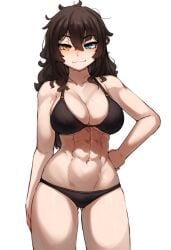 1girls ai_generated bikini bikini_bottom bikini_top hismajestyii novelai pale-skinned_female pale_skin seiko_tanaka_(hismajestyii) showing_off smile smug smug_face toned toned_female