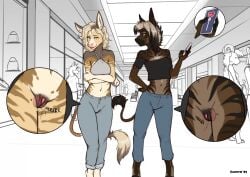 2024 2d 2girls absurd_res anthro barefoot biped bite biting_lip black_clothing black_hair black_topwear blonde_hair blue_bottomwear blue_clothing blue_eyes blue_jeans blue_pants bodily_fluids bottomwear bovid bra_straps breasts brown_body brown_fur canid canine caprine cassandra_(legojohn) ceiling cellphone closed_smile clothed clothed_anthro clothed_female clothing countershade_face countershade_fur countershade_torso countershading cutaway dated denim denim_bottomwear denim_clothing detailed_background digital_media digital_media_(artwork) duo_focus electronics equid equine eyebrows eyelashes feet female female/female female_anthro female_only fingers fist floor footwear foxovh fur furry genital_fluids genitals grey_clothing grey_topwear group hair hand_on_hip hand_on_own_hip handbag hi_res hidden_vibrator holding_cellphone holding_object holding_phone holding_smartphone horn inside jeans lainey_(legojohn) legs_together looking_at_another lovense lovense_lush mall mammal markings midriff mouth_closed multicolored_hair narrowed_eyes navel pants penetration phone public pussy red_eyes remote_controlled_vibrator remote_vibrator sex_toy sex_toy_in_pussy sex_toy_insertion sex_toy_under_clothing shoes smartphone smile smiling_at_another sneakers snout standing striped_body striped_fur striped_markings stripes tail tail_tuft tan_body tan_fur text topwear tuft two_tone_hair vaginal_fluids vaginal_penetration vibrator vibrator_in_pussy vibrator_under_clothing wall_(structure) yuri