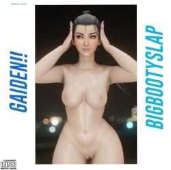 1girls album_cover artist_name bigbootyslap black_hair breasts city_background curvy dead_or_alive momiji_(ninja_gaiden) ninja_gaiden nude nude_female pussy