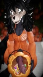 3d 9:16 anthro black_body black_hair bone canid canine canis clothed clothing costume digital_media_(artwork) erection food fruit futa_only futanari genitals hair halloween hi_res holidays knot looking_at_viewer mal0 malo mammal nnls penis plant pumpkin scp-1471 scp-1471-a scp-1471-a_(da.nilkaz) scp_foundation skull skull_head smile solo tail wolf