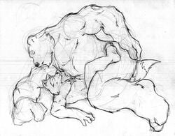 anal bear gay grisser male monochrome no_humans raccoon sex sketch