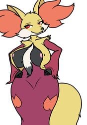 anthro big_breasts breasts canine delphox female fox furry goblinguy mahoxy nintendo nipple_slip pink_nipples pokemon pokemon_xy randomboobguy red_eyes solo tagme video_games wide_hips