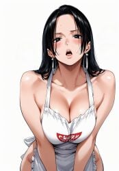 ai_generated alluring almost_naked almost_nude apron apron_only big_breasts black_eyes black_hair blush boa_hancock breasts earring earrings female female_only long_hair looking_at_viewer one_piece open_mouth ready_for_sex ready_to_fuck seducing seduction seductive seductive_body seductive_eyes seductive_gaze seductive_look seductive_mouth seductive_pose sexy_pose shiny_hair shiny_skin voluptuous voluptuous_female yashin