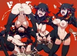 after_sex areola areolae black_hair black_legwear black_thigh_boots blue_eyes blush breast_grab breasts busty censored cleavage crotchless_panties cum cum_in_pussy cum_inside cum_pool cumdrip female garter_straps highlights hourglass_figure innie_pussy jaga_note kill_la_kill large_breasts matoi_ryuuko midriff navel nipples panties pattern_legwear penis pubic_hair puffy_nipples pussy pussy_hair senketsu sex skirt suspenders thigh_boots thong two_tone_hair unseen_male_face vaginal_penetration voluptuous