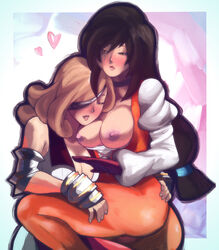 2girls areolae ass beatrix_(final_fantasy) breasts breasts_out cleavage female female_only final_fantasy final_fantasy_ix garnet_til_alexandros_xvii hug human large_breasts multiple_females multiple_girls nipples riendonut tabletorgy yuri