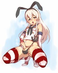 1futa ahe_gao anchor anus balls balls_in_panties blonde_hair blush breasts bunny_ears elbow_gloves erection futa_only futanari gloves hairband kantai_collection long_hair masturbation navel nbo open_mouth panties penis personification sailor_suit shimakaze-kun shimakaze_(kantai_collection) small_breasts solo striped striped_legwear testicles thighhighs tongue tongue_out