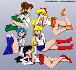 5girls ami_mizuno ass big_ass big_breasts big_butt bishoujo_senshi_sailor_moon boots bow breasts butt clothing female female_only fully_clothed high_heel_boots high_heels makoto_kino medium_breasts minako_aino pose posing presenting presenting_hindquarters rei_hino s2x sailor_jupiter sailor_mars sailor_mercury sailor_moon sailor_venus seductive skirt small_breasts tagme tease teasing teenager upskirt usagi_tsukino