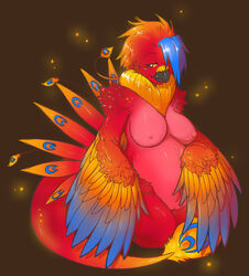 7-car-pileup amber_eyes anthro anthromorph avian beak bird breasts chubby feathers female nipples original original_character phoenix pregnant pussy solo uncensored wings