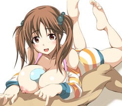 breasts brown_eyes brown_hair chieri_ogata female gengoroh idolmaster idolmaster_cinderella_girls male nipples paizuri straight tied_hair twintails