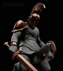 1boy big_penis fortnite gladiator helmet kohlex male male_only penis roman shield solo solo_male statue stone stone_skin stone_statue sword