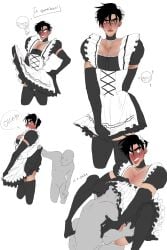 angry blush color crossdressing deoucran embarrassed femboy gay implied_oral ken_sato maid maid_uniform male male/ambiguous male_only questionable_consent sissy sketch skirt_lift tagme ultraman_(franchise) ultraman_rising upskirt yaoi