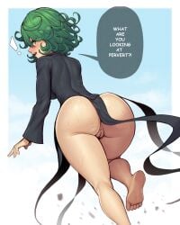 barefoot bubble_butt feet feet_up female female_focus female_only green_hair high_resolution highres pussy soles speedl00ver tatsumaki toes