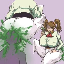 1girls ass big_ass big_breasts breasts brown_hair cash character_request dollar_bills faceless_male facesitting fart fart_cloud fart_fetish farting farting_in_face female female_focus femdom ftwolovea huge_ass huge_breasts money nipple_bulge twintails