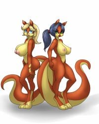 anthro anthro_on_anthro big_breasts female female_only jak_and_daxter naked naked_female nude ottsel taryn taryn_(jak_and_daxter) tess