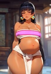 1girls ai_generated artstyle_imitation black_hair breasts brown_eyes brown_skin chel dark-skinned_female dark_skin female floox hi_res high_resolution hips huge_breasts latina long_hair pregnant stable_diffusion the_road_to_el_dorado thiccwithaq_(ai_style) thick_thighs thighs wide_hips