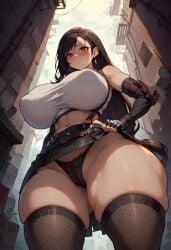 ai_generated big_breasts black_hair cameltoe final_fantasy from_below gmgkaiser huge_breasts long_hair tagme tifa_lockhart