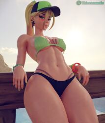 3d 3d_(artwork) beach big_breasts big_thighs bikini fortnite fortnite:_battle_royale helsie_(fortnite) self_upload summer thiccomantis thick_ass thick_hips thick_legs thick_thighs