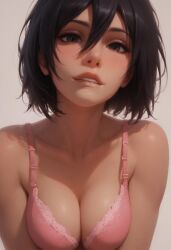 1girls abs ai_generated athletic_female attack_on_titan biting_lip black_eyes black_hair blush bra egirl emo female female_only light-skinned_female looking_at_viewer medium_hair midcafe_(artist) mikasa_ackerman pale-skinned_female petite seductive_eyes seductive_look seductive_mouth seductive_smile shingeki_no_kyojin skinny slim smile tagme teenager viewed_from_below