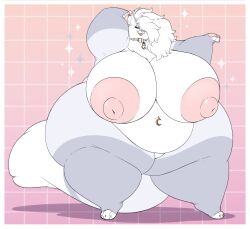 absurd_res anthro areola bedroom_eyes belly big_areola big_belly big_breasts biped breasts canid canine collar collar_only female fox hair hi_res huge_areola huge_belly huge_breasts huge_thighs hyper hyper_hips hyper_thighs long_hair looking_at_viewer mammal narrowed_eyes navel navel_piercing nipples noirbutt nude overweight overweight_female piercing seductive simple_background solo standing thick_thighs wide_hips