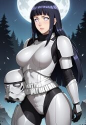 ai_generated armor big_breasts black_hair civitai cosplay costume helmet holding_object hyuuga_hinata large_breasts long_hair looking_at_viewer naruto naruto_(series) naruto_shippuden no_pupils purple_eyes standing star_wars stormtrooper_cosplay stormtroopers