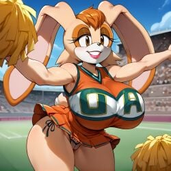 1girls ai_generated brown_eyes cheerleader furry furry_female huge_breasts lagomorph lipstick mature_female milf panties pantyshot pom_poms rabbit rabbit_ears rabbit_tail solo solo_focus sonic_(series) sonic_the_hedgehog_(series) stable_diffusion u.a._cheerleader_outfit vanilla_the_rabbit