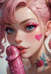 1girls ai_generated dildo female pink_hair tilcox33