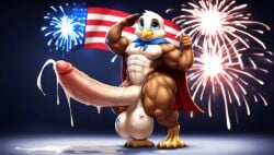 4th_of_july abs ai_generated american_flag anthro anthro_only bald_eagle biceps big_eyes big_genitalia big_muscles bulging_biceps cape cape_only casual casual_erection casual_nudity cum cum_pool cum_squirt curvy_figure cute digitigrade erection fireworks furry hard_nipples hyper hyper_balls hyper_penis male male_only muscle_tone muscular muscular_anthro muscular_male nai_diffusion nude pecs pectorals proud proud_of_his_cock salute saluting small_but_hung small_but_hyper solo standing thick_thighs veiny_penis veiny_testicles wide_hips young