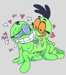 beanish big_teeth drooling fawful flycomet green_skin handjob jolligig mario_(series) mario_and_luigi_(series) nintendo non-human non-human_only orange_glasses self_insert super_mario_bros. swirly_glasses tongue_out toony