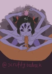 2d 5_fingers bedrockscruffy blowjob breasts fellatio male muffet nipples spider_girl undertale undertale_(series)