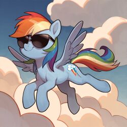 ai_generated airtist_the_artificial cloud clouds flying furry hooves my_little_pony patreon rainbow_dash_(mlp) sunglasses youtube