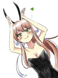 5_fingers breasts bunny_ears bunny_suit bunnysuit cleavage doki_doki_literature_club green_eyes heart long_hair mhmundead miham_moni monika_(doki_doki_literature_club) oham_yuri