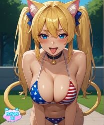 2d 4th_of_july ai_assisted ai_generated ai_girl american_flag_bikini american_flag_bikini_bottom american_flag_bikini_top athletic bell bell_collar belly_button big_breasts bikini bikini_bottom bikini_top black_bikini black_bikini_top blonde_female blonde_hair blonde_hair_female blue_eyes bra breasts cat_bell cat_girl catgirl cleavage collar cosplay curvy_female eyes eyes_open female female_focus fit_female front_view giant_breasts girl humanoid large_breasts leaning_forward massive_breasts mature_female mature_woman micro_bikini micro_bikini_bottom micro_bikini_top midriff mouth_opened neko nekomimi nyan_ai nyanai open_mouth outfit outside pale pale_body pale_skin park park_background pose ribbons ribbons_in_hair sfw shiny_skin standing standing_female standing_position stomach sunlight thick_thighs tongue tongue_out twintails twintails_(hairstyle) white-skinned_female white_body white_skin